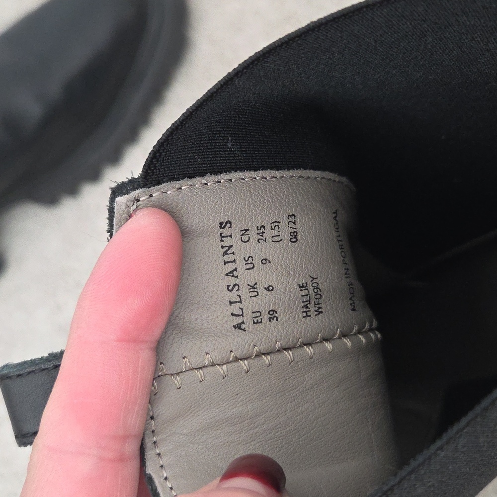 Allsaints Black Leather Chunky Boots HALLIE - Picture 2 of 11